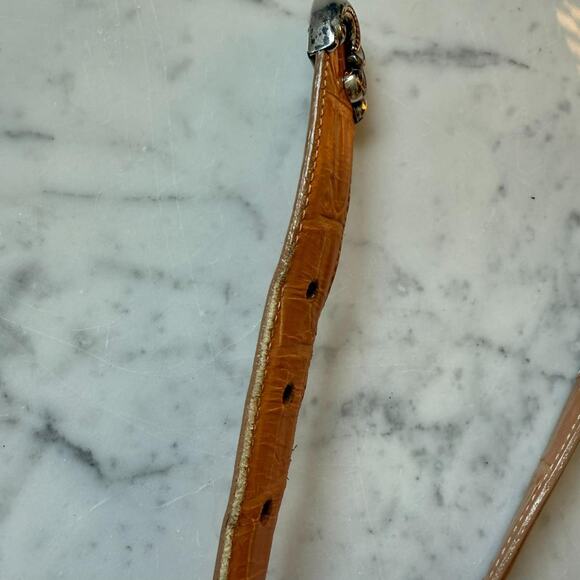 Coldwater Creek Vintage Croc Embossed Leather Belt Western Size Large - Picture 5 of 6